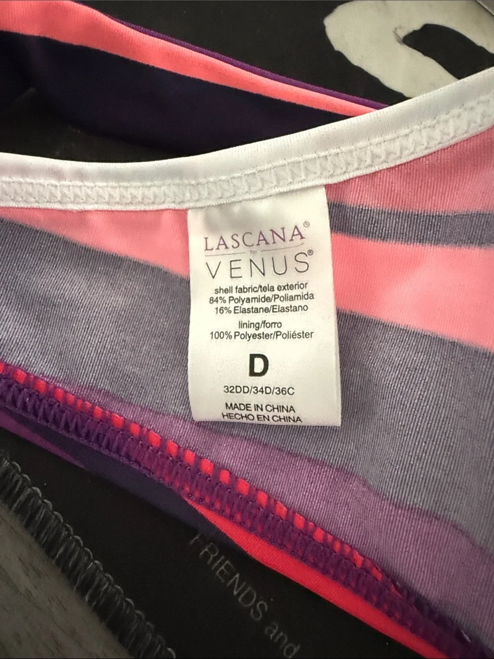 Venus Lascana Women's Striped Underwire Halterneck Bikini Top Bra Sizing D